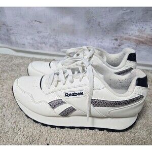 Reebok Womens Sneakers Classic Size 8.5 White Leopard Animal Print Accents